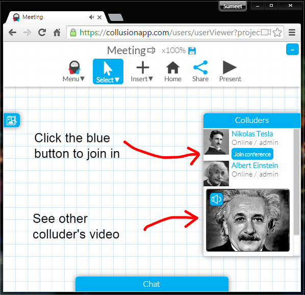 Image showing video conferencing options